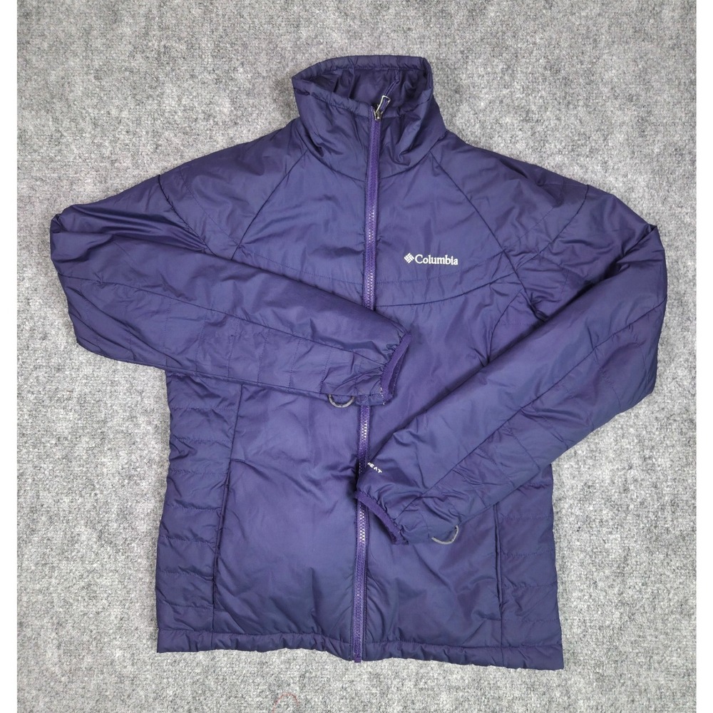 Columbia Puffer Jacket Womens S Purple Omni-Heat Interchange Insulated Full Zip